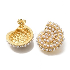 Rack Plating Shell Shape Brass Stud Earrings&nbsp;EJEW-H016-06G