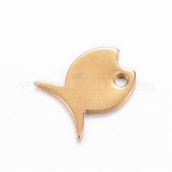 ステンレススチールチャーム201個  魚  ゴールドカラー  10.5x9x1mm  穴：1.5mm&nbsp;STAS-D445-108