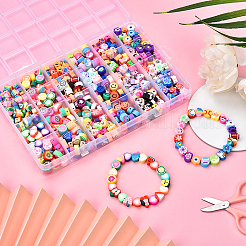 DIY ポリマー粘土ビーズブレスレット作成キット  ミックスカラー  10x7.5x3mm  穴：1.5mm&nbsp;DIY-YW0011-31