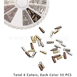 真鍮製コードエンドパーツ  ミックスカラー  10.5x9x1.4cm  210個/箱  内径：2mm&nbsp;KK-PH0036-04-NF
