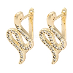 Brass Clear Cubic Zirconia Hoop Earrings&nbsp;EJEW-Q014-36G