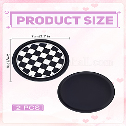 タータン柄の丸型PVCコースター2枚  車用カップマット  ブラック  70x5mm&nbsp;AJEW-LP0006-85