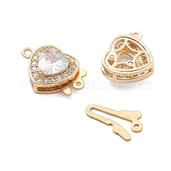 Heart Brass Micro Pave Cubic Zirconia Box Clasps&nbsp;KK-B125-15A-01G