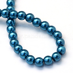 Baking Paint Pearlized Glass Pearl Round Bead Strands&nbsp;X-HY-Q330-8mm-06