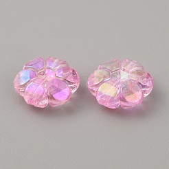 透明なアクリルビーズ  ABカラー  花  パールピンク  10.5x9.5x4mm  穴：1mm&nbsp;OACR-WH0036-18K