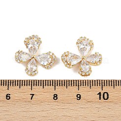 真鍮製マイクロパヴェキュービックジルコニアペンダント  蝶  18KGP本金メッキ  14.5x17x6mm  穴：5.5x2mm&nbsp;KK-H078-26G
