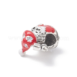 クリスマステーマ合金エナメルヨーロッパビーズ  大穴ビーズ  アンティークシルバー  サンタクロース  16.5x14.5x12mm  穴：4.7mm&nbsp;MPDL-Q213-05AS