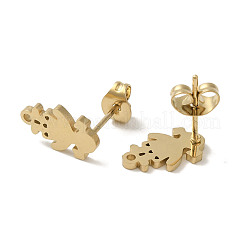 イオンプレーティング（IP）304ステンレススチールスタッドピアス金具  グリス  ゴールドカラー  12x7mm  穴：1.2mm  ピン：11x0.7mm&nbsp;STAS-I206-46G