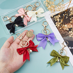 6Pcs 6 Colors Polyester Bowknot Keychain&nbsp;KEYC-FH00074