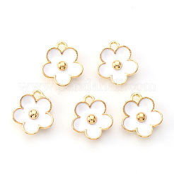 ライトゴールドメッキの合金エナメルペンダント  花  ミックスカラー  13x11.5x3mm  穴：1.6mm&nbsp;X-ENAM-R136-16