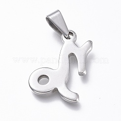 変色しない304ステンレススチールペンダント  星座/星座  ステンレス鋼色  山羊座  21x15x1.8mm  穴：3x6.5mm&nbsp;LS-STAS-L210-06I-P-01
