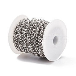 変色しない201ステンレススチール製キューバチェーン  カーブチェーン  溶接されていない  ステンレス鋼色  9x7x1.7mm&nbsp;CHS-L001-51-1.7mm