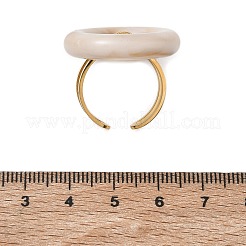 樹脂製大理石模様の円形リングと304ステンレススチール製シェルカフリング（女性用）  ゴールドカラー  26.5mm  usサイズ8（18.1mm）&nbsp;SA-CBA4051-05G
