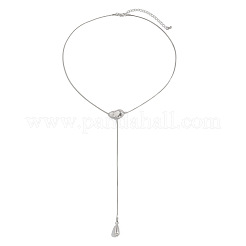 Iron Snake Chain with CCB Plastic Teardrop Tassel Lariat Necklaces&nbsp;FS-WG4E033-02