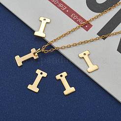 304ステンレススチールチャーム  文字L  イニシャルチャーム  18KGP本金メッキ  文字.i  11x6~12x0.8mm  穴：1mm&nbsp;STAS-P141-I