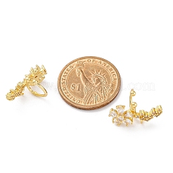 Rack Plating Flower Brass Micro Pave Clear Cubic Zirconia Cuff Earrings&nbsp;EJEW-H147-15G