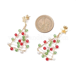 Christmas Trees Glass Beads Dangle Stud Earrings&nbsp;EJEW-TA00659