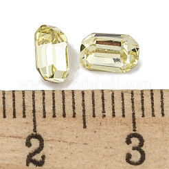 ガラスラインストーンカボション  フラットバック＆バックメッキ  多面カット  長方形  黄水仙  6x4x3mm&nbsp;RGLA-L029-18A-213