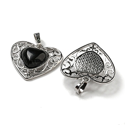 Natural Obsidian Peach Love Heart Pendants&nbsp;G-G158-01L