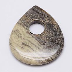 天然石ビッグサイズペンダントトップ  ティアドロップ  50x40.5x6.5mm  穴：11mm&nbsp;G-G647-17