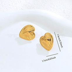 Stainless Steel Stripe Heart Stud Earrings&nbsp;AS8182