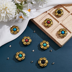 8Pcs 4 Colors Alloy & Plastic Beads Buttons&nbsp;BUTT-CP0001-13