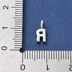 キュービックジルコニアチャーム付きスターリングシルバー925個  文字L  文字r  10.5x4x1.5mm  穴：2.5x1.5mm&nbsp;LS-STER-Q004-01R-S