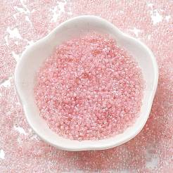 内側が透明な色のガラスシードビーズ  シリンダー  ピンク  1.6x1.3mm  穴：0.8mm  約60000個/ポンド&nbsp;SEED-H003-04F