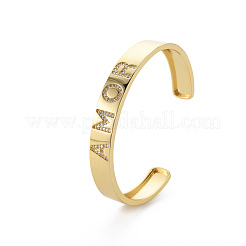 Brass Micro Pave Cubic Zirconia Amor Cuff Bangles&nbsp;BJEW-Q700-007-NF