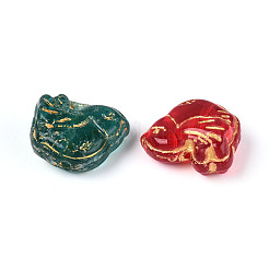 Baking Paint and Golden Metal Enlaced Glass Beads&nbsp;DGLA-T004-28M