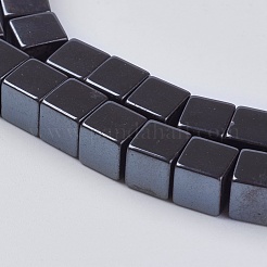 磁気無し合成ヘマタイトビーズ  キューブ  ブラック  6x6mm  穴：1mm  約67個/連  15.94''（40.5センチメートル）&nbsp;G-H1076-1