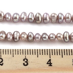 天然養殖淡水パールビーズ連売り  ロンデル  ロージーブラウン  2.8~3.2mm  穴：0.5mm  約66個/連  7.68インチ（19.5cm）&nbsp;PEAR-C003-33C