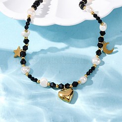 304 Stainless Steel Heart Pendant Necklaces&nbsp;NJEW-U026-17G