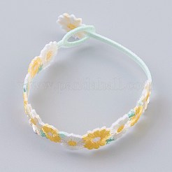 ポリエステルコードブ​​レスレット  デイジーの花  きいろ  7-5/8インチ（19.5cm）&nbsp;BJEW-H535-06