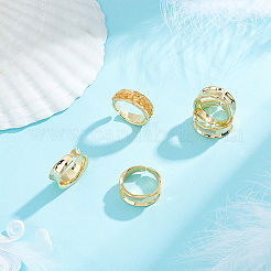 5Pcs Brass Wave Open Cuff Ring for Women&nbsp;RJEW-UN0002-33LG