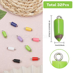 32Pcs 8 Colors Opaque Resin Pendants&nbsp;RESI-GL0001-11