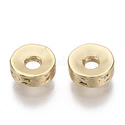 真鍮製スペーサービーズ  ニッケルフリー  フラットラウンド  18KGP本金メッキ  6x2mm  穴：1.6mm&nbsp;X-KK-N231-94-NF