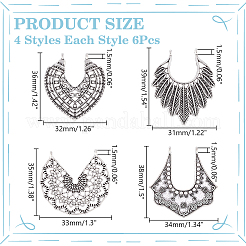24pcs4スタイルチベットスタイルアロイペンダント  ボヘミアテーマ  アンティークシルバー  35~39x31~34mm  24個/セット&nbsp;FIND-PH0023-26