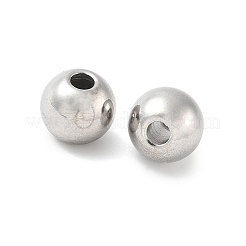 変色しにくい303ステンレススチールビーズ  ラウンド  ステンレス鋼色  10x9mm  穴：3mm&nbsp;STAS-N072-01A