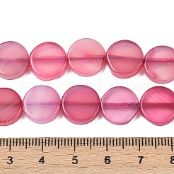 天然石瑪瑙ビーズ連売り  染め  フラットラウンド  ショッキングピンク  12x3.5mm  穴：0.9~1mm  約30個/連  14.13''~14.25'（35.9~36.2センチメートル）&nbsp;G-K342-A01-01