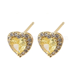Brass Micro Pave Cubic Zirconia Stud Earrings&nbsp;EJEW-G471-17G
