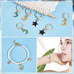 Alloy Enamel Star & Moon Pendant Locking Stitch Markers&nbsp;HJEW-AB00041