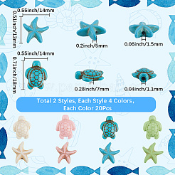 160Pcs 8 Styles Dyed Synthetic Turquoise Beads&nbsp;G-SC0003-47