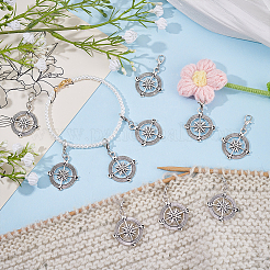 40Pcs Compass Alloy Pendant Decorations&nbsp;HJEW-ME00084