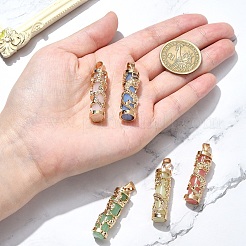 5Pcs 5 Colors Synthetic Luminous Stone Column Pendants&nbsp;FIND-YW0005-92