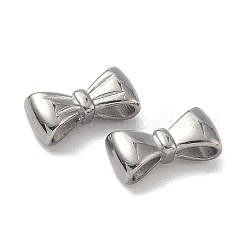 304ステンレススチールスライドチャーム  蝶結び  変色しない  ステンレス鋼色  6x12.5x4mm  穴：3.5x2mm&nbsp;STAS-G362-06P
