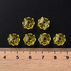 透明なアクリルビーズ  多面カット  正方形  きいろ  8.5x9.5x9.5mm  穴：2.5mm  約1070個/500g&nbsp;MACR-S373-51B-B08
