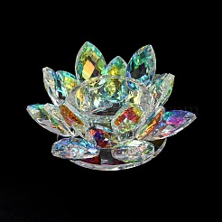 花の天然水晶キャンドルホルダー型  ホームデスクトップ装飾用  カラフル  110x55mm  内径：40mm&nbsp;AJEW-H154-02B