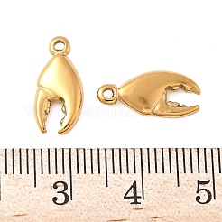 304ステンレススチールチャーム  カニの爪チャーム  ゴールドカラー  15x7x2.5mm  穴：1.2mm&nbsp;LS-STAS-K306-14G