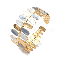 304 Stainless Steel Enamel Cuff Bangles for Women&nbsp;BJEW-F518-04G